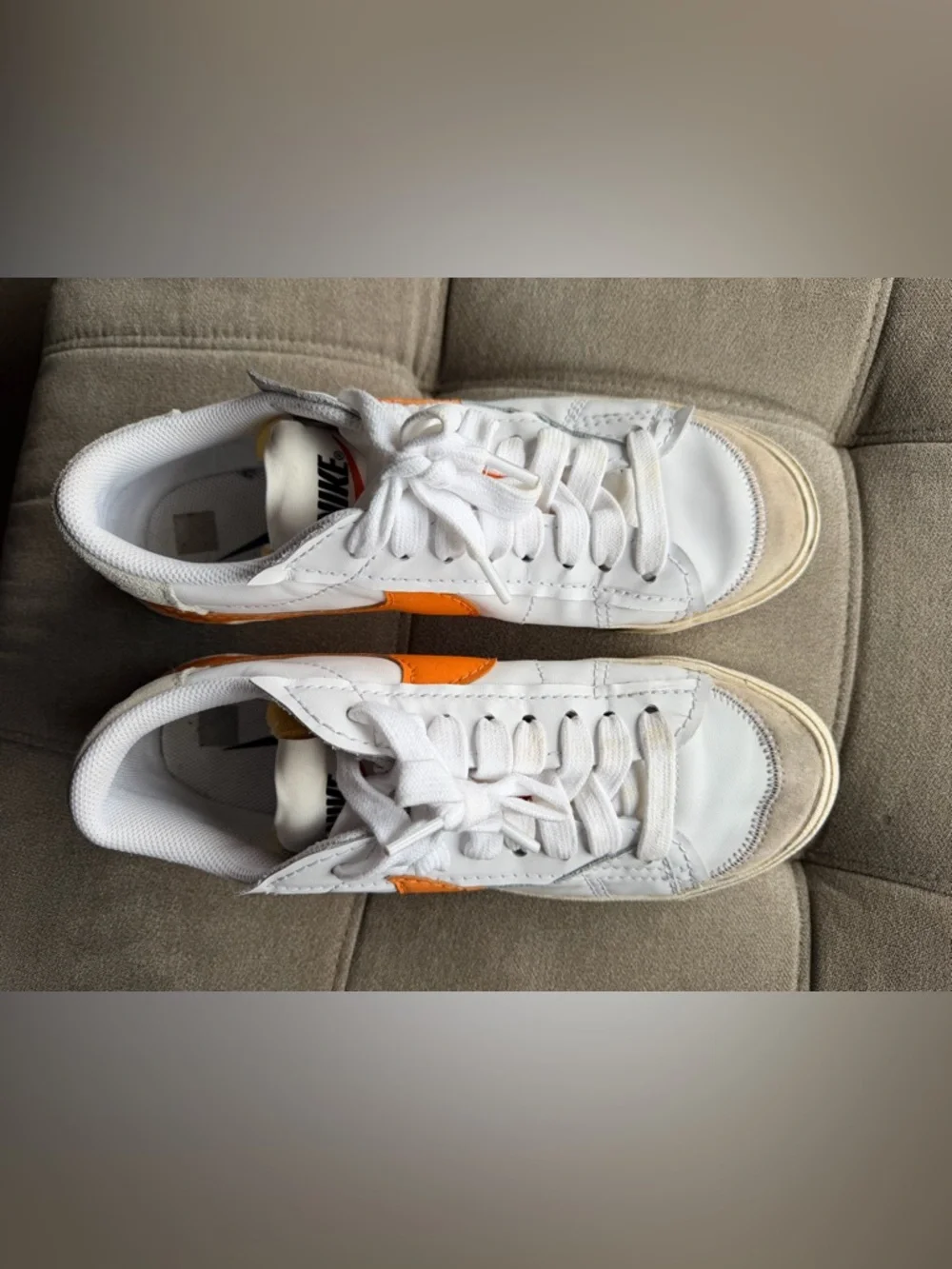 Nike Blazer Low '77 Jumbo White Magma Orange Sneakers - Size 10
